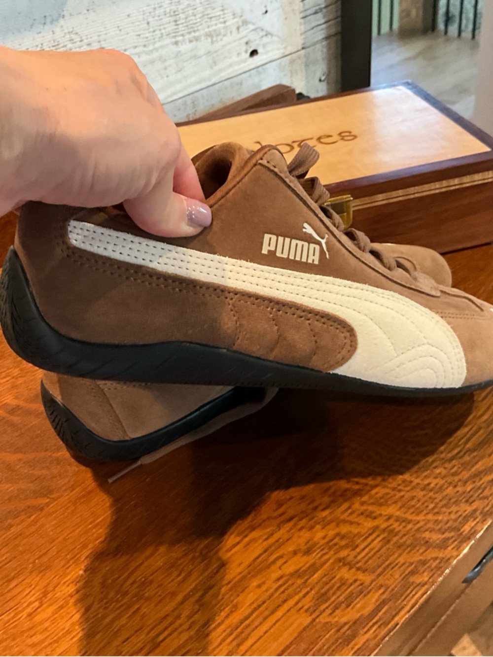 Puma Speedcat OG Brown Suede Sneakers with White Formstrip - Picture 3 of 6